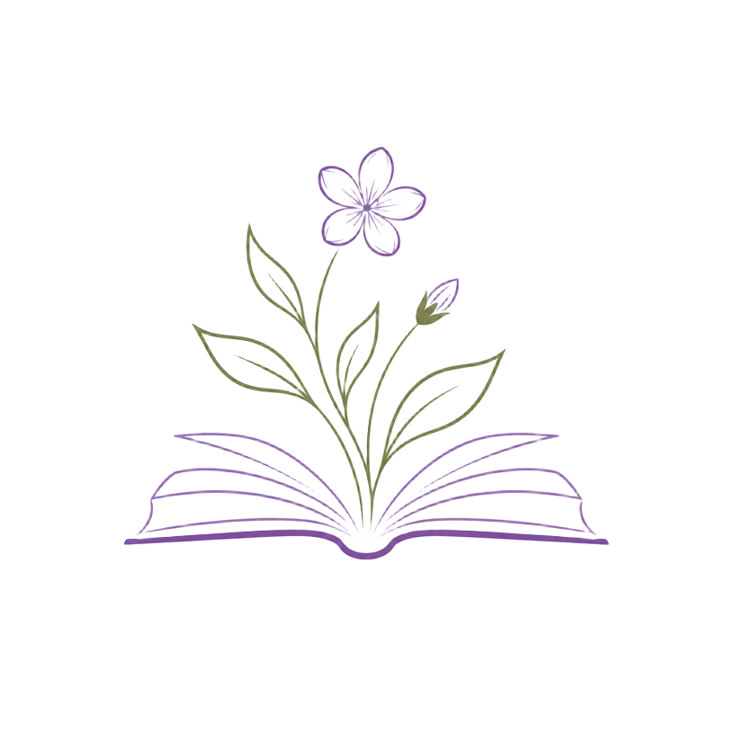 Logotipo do Espaço que Educa: livro aberto de onde brotam folhas e uma flor